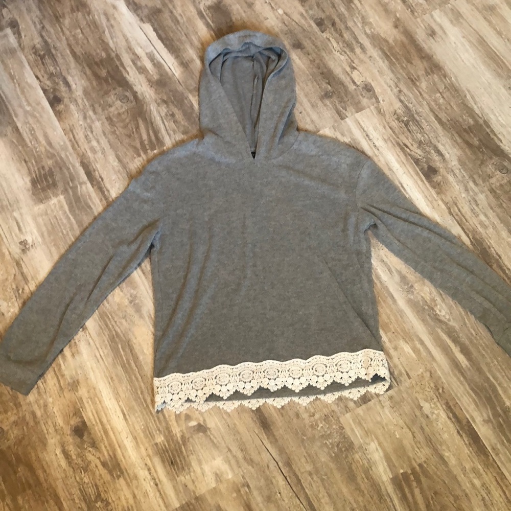 Art Class Grey Laced Casual Hoodie